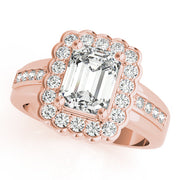 Sculpted Color Rings Emerald Diamond Engagement Ring in 10K/14K gold and platinum with certified lab-grown or natural diamonds