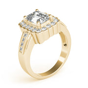 Sculpted Color Rings Emerald Diamond Engagement Ring in 10K/14K gold and platinum with certified lab-grown or natural diamonds