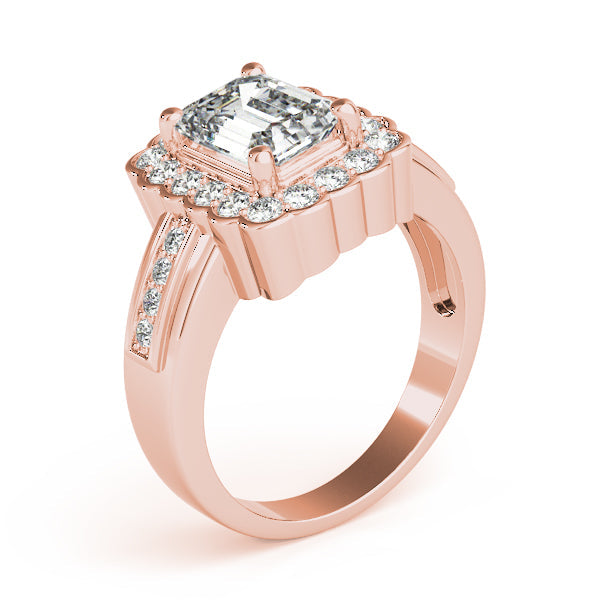 Sculpted Color Rings Emerald Diamond Engagement Ring in 10K/14K gold and platinum with certified lab-grown or natural diamonds