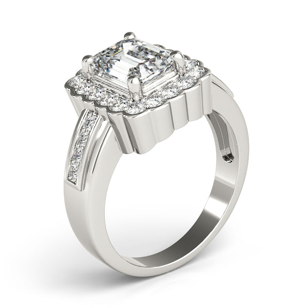 Sculpted Color Rings Emerald Diamond Engagement Ring in 10K/14K gold and platinum with certified lab-grown or natural diamonds