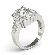 Sculpted Color Rings Emerald Diamond Engagement Ring in 10K/14K gold and platinum with certified lab-grown or natural diamonds