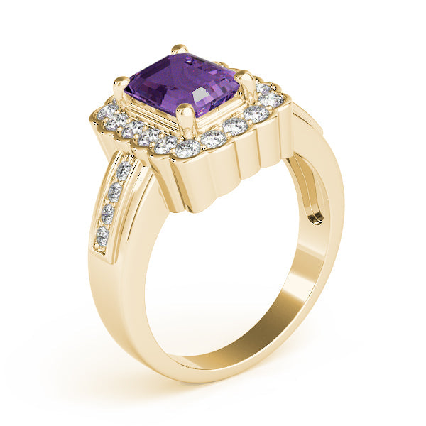Sculpted Color Rings Emerald Diamond Engagement Ring in 10K/14K gold and platinum with certified lab-grown or natural diamonds