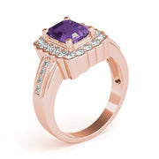 Sculpted Color Rings Emerald Diamond Engagement Ring in 10K/14K gold and platinum with certified lab-grown or natural diamonds
