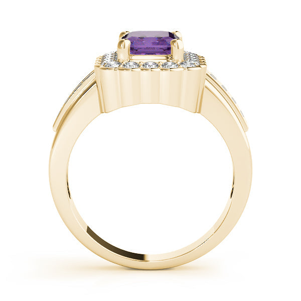 Sculpted Color Rings Emerald Diamond Engagement Ring in 10K/14K gold and platinum with certified lab-grown or natural diamonds