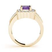 Sculpted Color Rings Emerald Diamond Engagement Ring in 10K/14K gold and platinum with certified lab-grown or natural diamonds