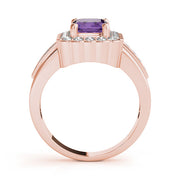 Sculpted Color Rings Emerald Diamond Engagement Ring in 10K/14K gold and platinum with certified lab-grown or natural diamonds