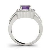 Sculpted Color Rings Emerald Diamond Engagement Ring in 10K/14K gold and platinum with certified lab-grown or natural diamonds