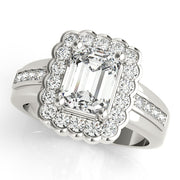 Sculpted Color Rings Emerald Diamond Engagement Ring in 10K/14K gold and platinum with certified lab-grown or natural diamonds