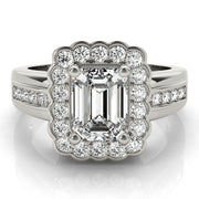 Sculpted Color Rings Emerald Diamond Engagement Ring in 10K/14K gold and platinum with certified lab-grown or natural diamonds