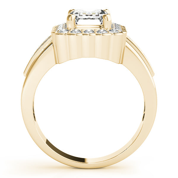 Sculpted Color Rings Emerald Diamond Engagement Ring in 10K/14K gold and platinum with certified lab-grown or natural diamonds