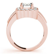 Sculpted Color Rings Emerald Diamond Engagement Ring in 10K/14K gold and platinum with certified lab-grown or natural diamonds