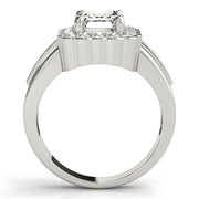 Sculpted Color Rings Emerald Diamond Engagement Ring in 10K/14K gold and platinum with certified lab-grown or natural diamonds