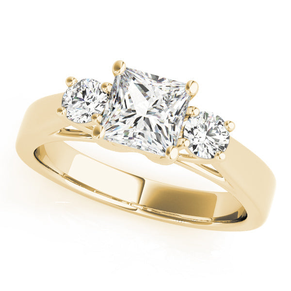 Princess Diamond Trilogy Ring in Gold & in 10K/14K gold and platinum with certified lab-grown or natural diamonds