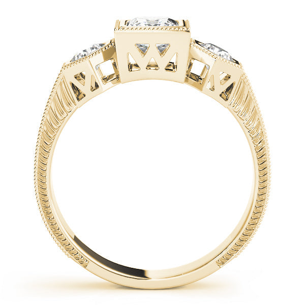 Vintage Princess Diamond Trilogy Ring in 10K/14K gold and platinum with certified lab-grown or natural diamonds