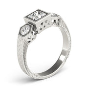 Vintage Princess Diamond Trilogy Ring in 10K/14K gold and platinum with certified lab-grown or natural diamonds
