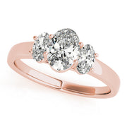 Oval Diamond Trilogy Ring in Gold & in 10K/14K gold and platinum with certified lab-grown or natural diamonds