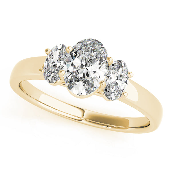 Oval Diamond Trilogy Ring in Gold & in 10K/14K gold and platinum with certified lab-grown or natural diamonds