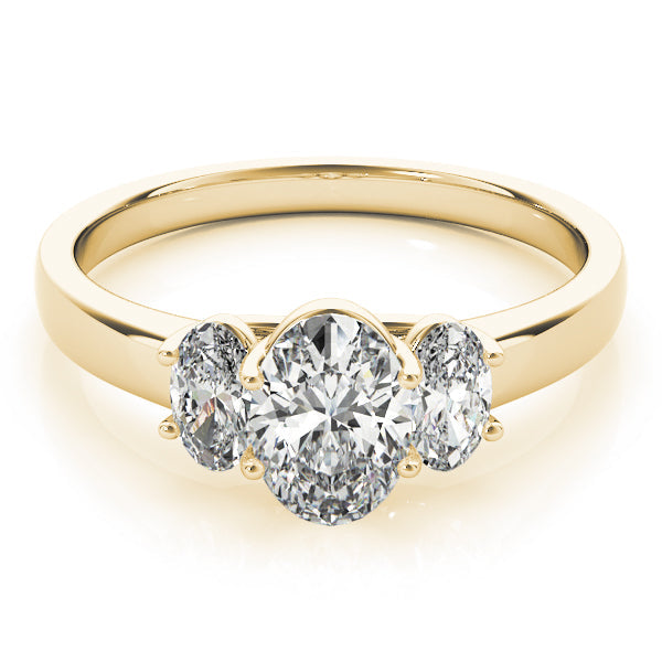 Oval Diamond Trilogy Ring in Gold & in 10K/14K gold and platinum with certified lab-grown or natural diamonds