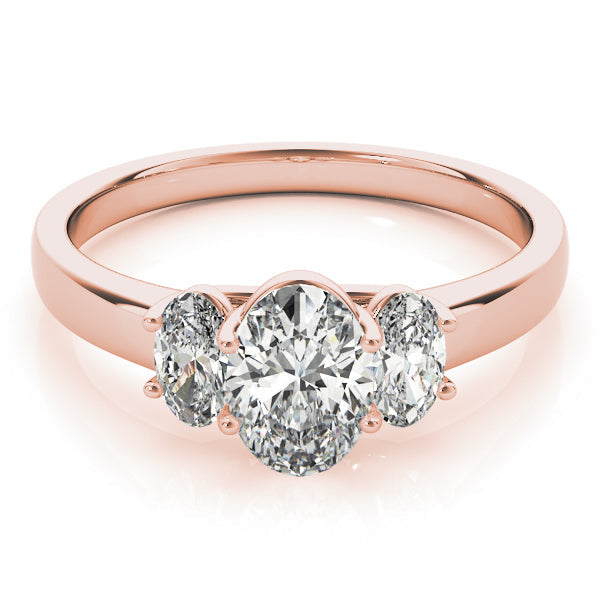 Oval Diamond Trilogy Ring in Gold & in 10K/14K gold and platinum with certified lab-grown or natural diamonds