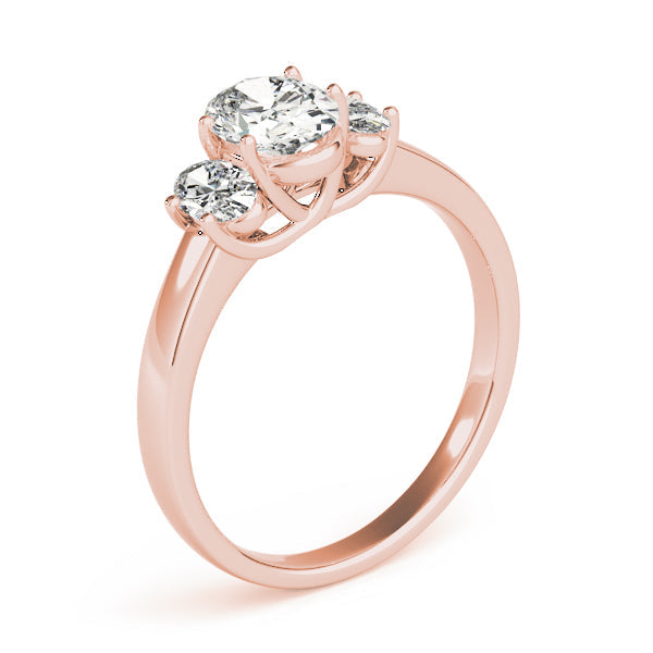 Oval Diamond Trilogy Ring in Gold & in 10K/14K gold and platinum with certified lab-grown or natural diamonds