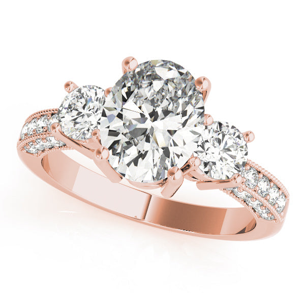 Oval Diamond Three Stone Ring in Gold & in 10K/14K gold and platinum with certified lab-grown or natural diamonds