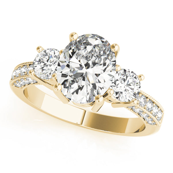 Oval Diamond Three Stone Ring in Gold & in 10K/14K gold and platinum with certified lab-grown or natural diamonds