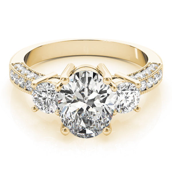 Oval Diamond Three Stone Ring in Gold & in 10K/14K gold and platinum with certified lab-grown or natural diamonds