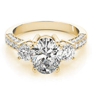 Oval Diamond Three Stone Ring in Gold & in 10K/14K gold and platinum with certified lab-grown or natural diamonds