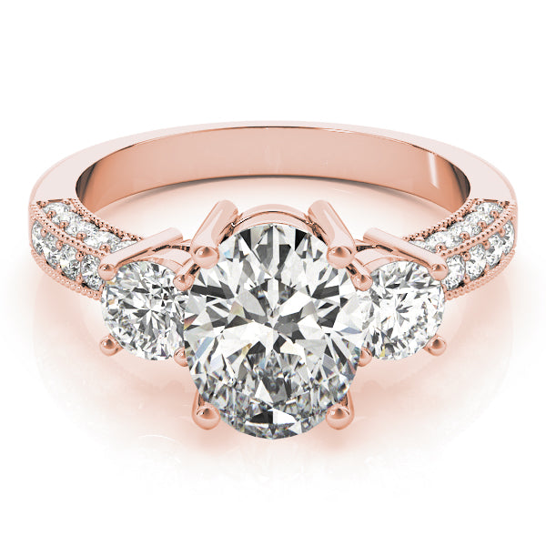 Oval Diamond Three Stone Ring in Gold & in 10K/14K gold and platinum with certified lab-grown or natural diamonds