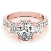 Oval Diamond Three Stone Ring in Gold & in 10K/14K gold and platinum with certified lab-grown or natural diamonds