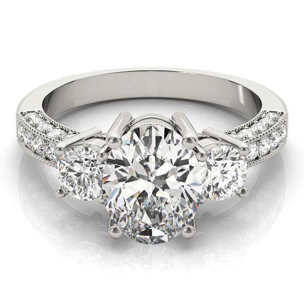 Oval Diamond Three Stone Ring in Gold & in 10K/14K gold and platinum with certified lab-grown or natural diamonds