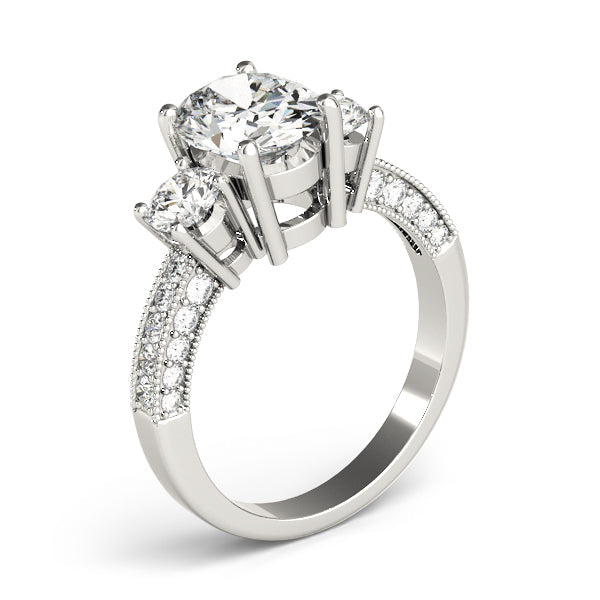 Oval Diamond Three Stone Ring in Gold & in 10K/14K gold and platinum with certified lab-grown or natural diamonds