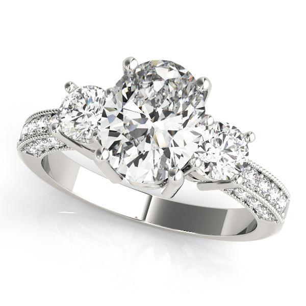 Oval Diamond Three Stone Ring in Gold & in 10K/14K gold and platinum with certified lab-grown or natural diamonds