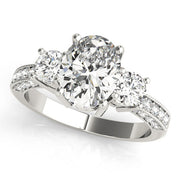 Oval Diamond Three Stone Ring in Gold & in 10K/14K gold and platinum with certified lab-grown or natural diamonds