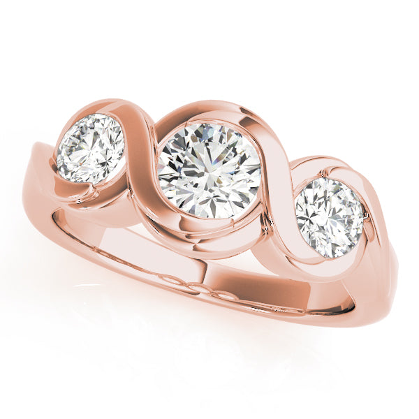 Vintage Round Diamond Trilogy Ring in 10K/14K gold and platinum with certified lab-grown or natural diamonds