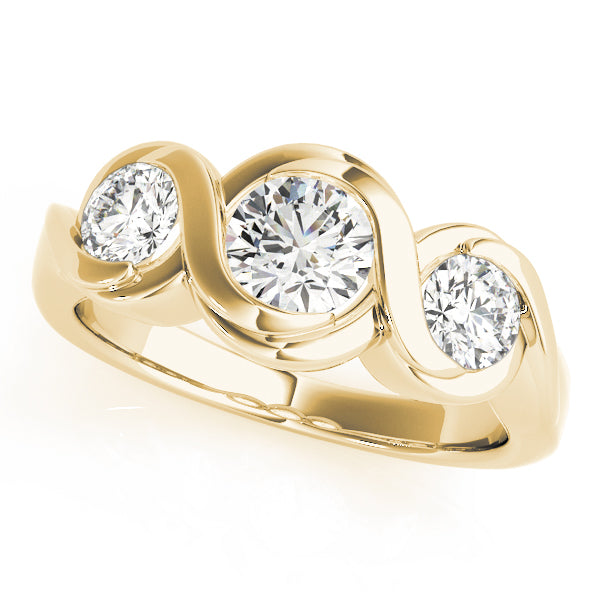 Vintage Round Diamond Trilogy Ring in 10K/14K gold and platinum with certified lab-grown or natural diamonds
