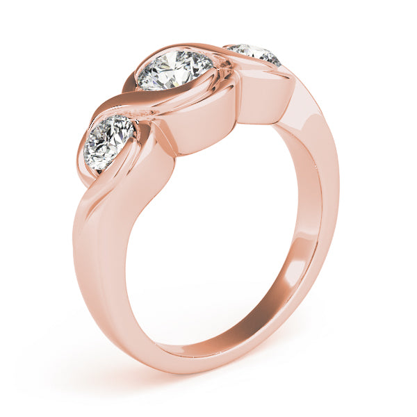 Vintage Round Diamond Trilogy Ring in 10K/14K gold and platinum with certified lab-grown or natural diamonds