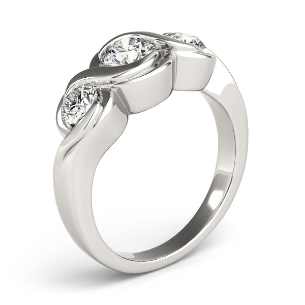 Vintage Round Diamond Trilogy Ring in 10K/14K gold and platinum with certified lab-grown or natural diamonds