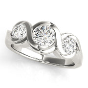 Vintage Round Diamond Trilogy Ring in 10K/14K gold and platinum with certified lab-grown or natural diamonds
