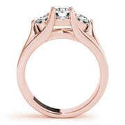 Pristine Three-Stone Round Diamond Engagement Ring in 10K/14K gold and platinum with certified lab-grown or natural diamonds
