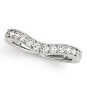Antique Milgrain Curved Half Eternity Ring in Gold & Platinum