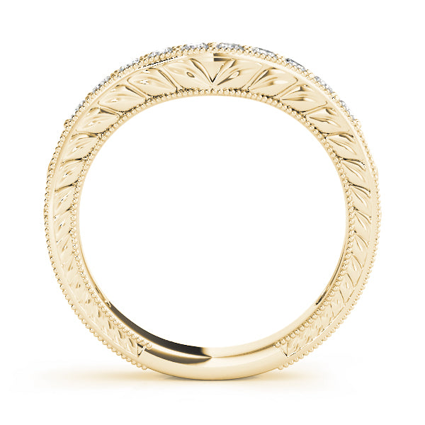 Antique Milgrain Curved Half Eternity Ring in Gold & Platinum