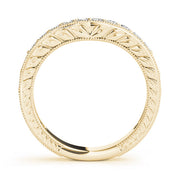 Antique Milgrain Curved Half Eternity Ring in Gold & Platinum