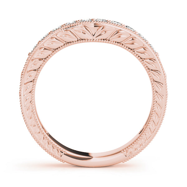 Antique Milgrain Curved Half Eternity Ring in Gold & Platinum