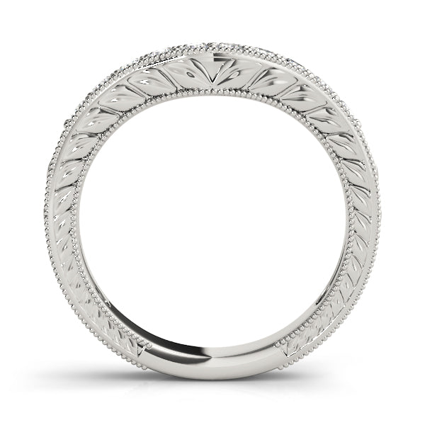 Antique Milgrain Curved Half Eternity Ring in Gold & Platinum