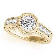 Resplendent Antique Round Diamond Engagement Ring in 10K/14K gold and platinum with certified lab-grown or natural diamonds