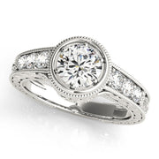 Resplendent Antique Round Diamond Engagement Ring in 10K/14K gold and platinum with certified lab-grown or natural diamonds
