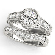 Resplendent Antique Round Diamond Engagement Ring in 10K/14K gold and platinum with certified lab-grown or natural diamonds