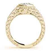 Resplendent Antique Round Diamond Engagement Ring in 10K/14K gold and platinum with certified lab-grown or natural diamonds
