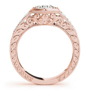 Resplendent Antique Round Diamond Engagement Ring in 10K/14K gold and platinum with certified lab-grown or natural diamonds